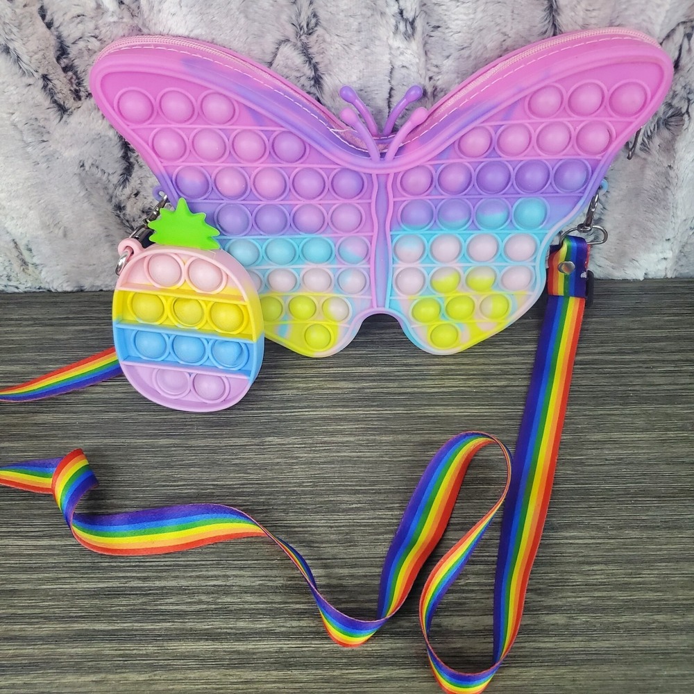 Pastel Butterfly Shaped Purse Bag + Mini‎ Relief Stress Sensory Fidget Toys